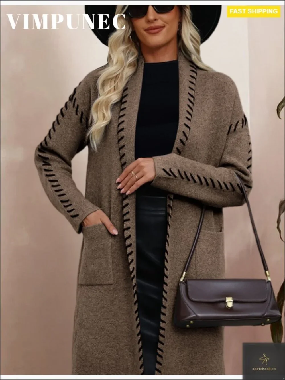 Oversized Chunky Knit Cardigan Sweater Coat with Pockets Long Open Front_7